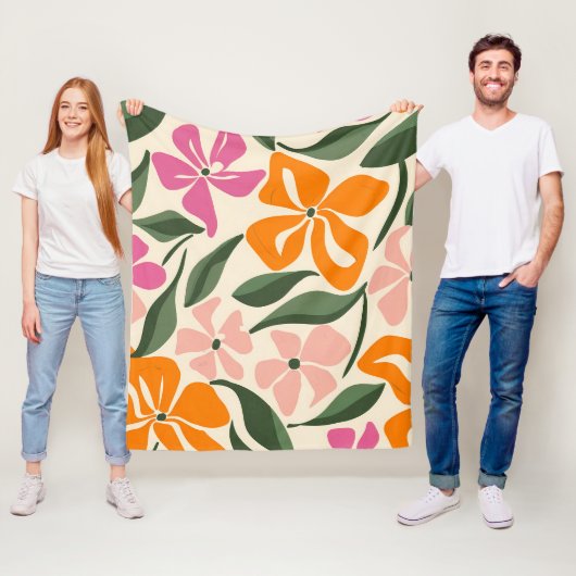 レトロ花柄 フリースブランケット (インサイチュ)