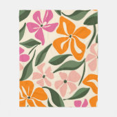 レトロ花柄 フリースブランケット (正面)