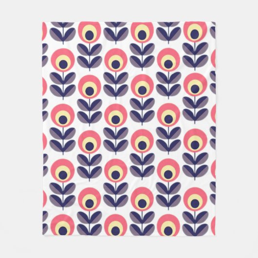 レトロ花柄 フリースブランケット (正面)