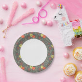 レトロ花柄 ペーパープレート (パーティー)