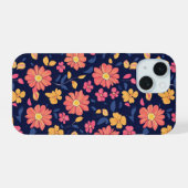 レトロ花柄 iPhone 15ケース (裏面横)