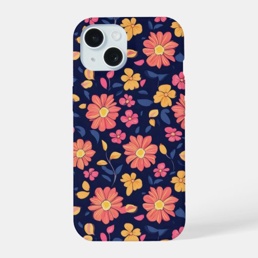レトロ花柄 iPhone 15ケース (裏面)
