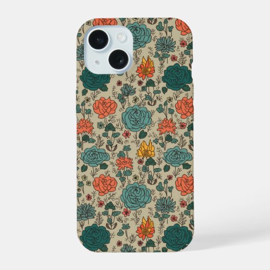 レトロ花柄iPhone 15ケース iPhone 15ケース (裏面)
