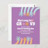 レトロ花模様ウェイツーグルーヴィー誕生日はがき ポストカード (正面/裏面)