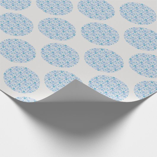 レトロ花模様ベリーブルース水玉模様 ラッピングペーパー (角)