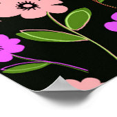 レトロ花模様 ポスター (角)