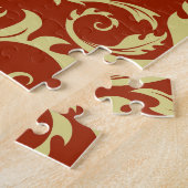 レトロ花模様:ヴィンテージパターンの背景 ジグソーパズル (側面)