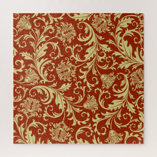 レトロ花模様:ヴィンテージパターンの背景 ジグソーパズル (縦)