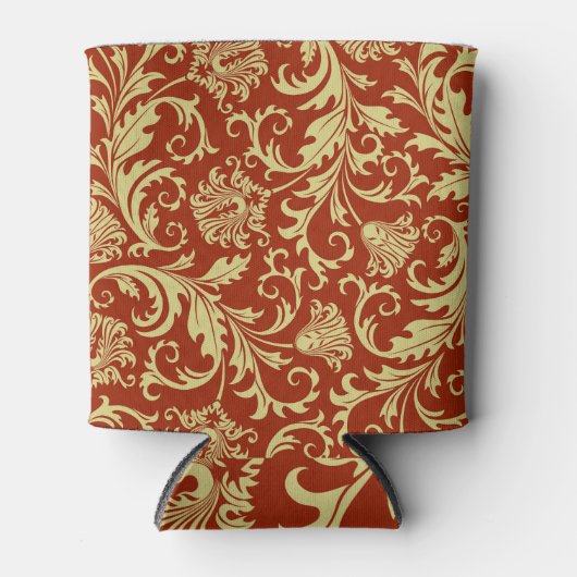 レトロ花模様:ヴィンテージパターンの背景 缶クーラー (正面)