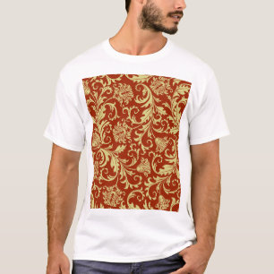 レトロ花模様:ヴィンテージパターンの背景 Tシャツ