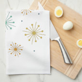 レトロ花火スターバストカラフルミッドセンチュリー キッチンタオル (四つ折り)