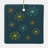 レトロ花火スターバストダークブルーミッドセンチュリー セラミックオーナメント (裏面)