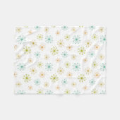 レトロ花火スターバストミッドセンチュリーパターンファイル フリースブランケット (正面(横))