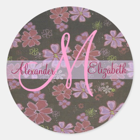 レトロ花紋章 ラウンドシール (正面)