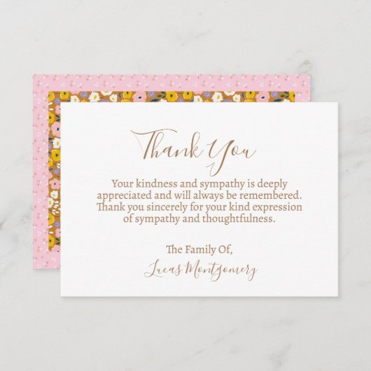 レトロ花葬儀ありがとう悔やみや弔慰 ノートカード (正面/裏面)