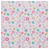 レトロ花鳥とミツバチがピンク色に ファブリック (見本)