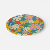レトロ花60s 70s花カラフル柄 ペーパープレート (アングル)