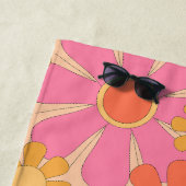 レトロ花60s 70s花柄パーソナライズされた ビーチタオル (インサイチュ)