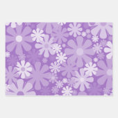 レトロ花60s 70s花柄パープル ラッピングペーパーシート (正面3)