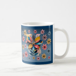 レトロ花 コーヒーマグカップ