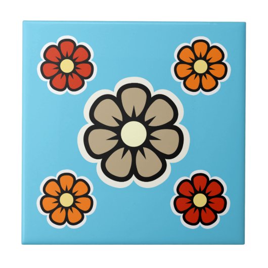 レトロ花 タイル (正面)