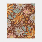 レトロ花 フリースブランケット (正面)