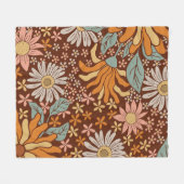 レトロ花 フリースブランケット (正面(横))