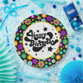 レトロ花 ペーパープレート (パーティー)