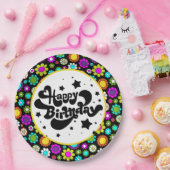 レトロ花 ペーパープレート (パーティー)