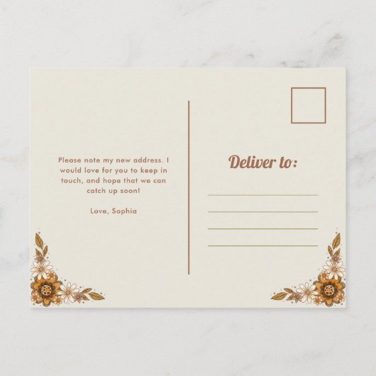 レトロ花 |新しいアドレスの移動のお知らせ ポストカード (裏面)