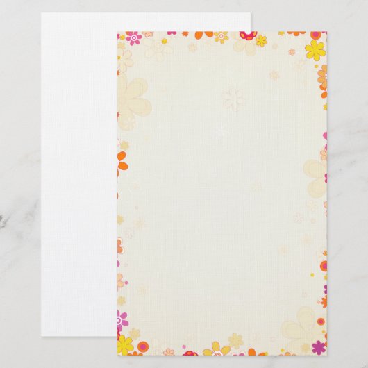 レトロ花（静止） 便箋 (正面/裏面)