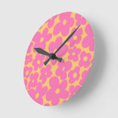 レトロ花#6 #floral #pattern #decor #art ラウンド壁時計 (傾斜)