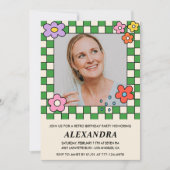 レトロ花Groovy写真53歳 招待状 (正面)