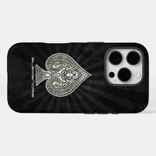 レトロ芸術的トランプのポーカーエースオブスペードパーソナライズされた Case-Mate iPhoneケース (裏面 (横))
