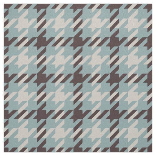 レトロ茶色およびティール（緑がかった色）千鳥格子の格子模様 ファブリック (見本)