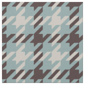 レトロ茶色およびティール（緑がかった色）千鳥格子の格子模様 ファブリック (クローズアップ)