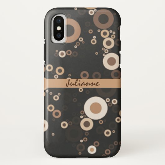 レトロ茶色とベージュの円パターン Case-Mate iPhoneケース (裏面)