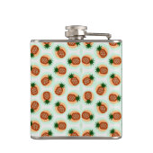 レトロ茶色とミントのパイナップル柄モノグラム フラスク (裏面)