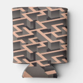 レトロ茶色のグラフィック迷路パターン 缶クーラー (裏面)