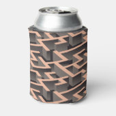 レトロ茶色のグラフィック迷路パターン 缶クーラー (缶裏面)