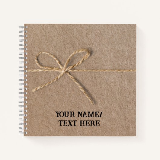 レトロ茶色の紙（文字列あり） – 編集可能文字なし ノートブック (正面)