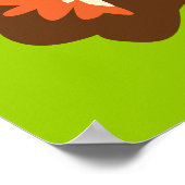 レトロ茶色の花 ポスター (角)