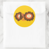 レトロ茶色の花 ラウンドシール (バッグ)