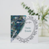レトロ華美ヴィンテージアートピーコック羽根招待状 招待状 (スタンド正面)