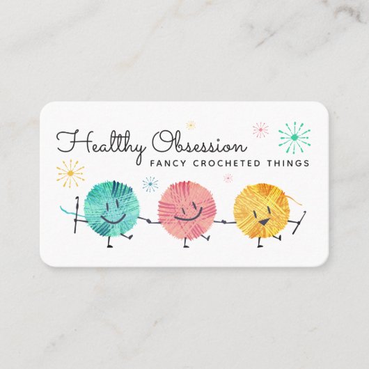 レトロ落書きヤーンクロシェのフックの名刺 名刺 (正面)