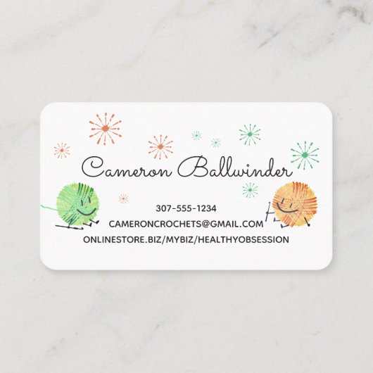 レトロ落書きヤーンクロシェのフックの名刺 名刺 (裏面)