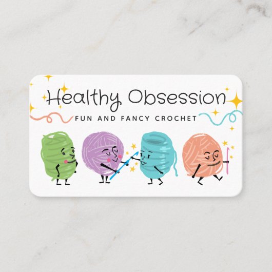 レトロ落書きヤーンクロシェのフックの名刺 名刺 (正面)