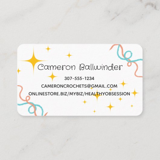 レトロ落書きヤーンクロシェのフックの名刺 名刺 (裏面)