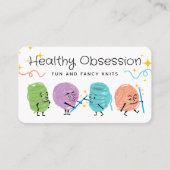 レトロ落書き糸編み物針名刺 名刺 (正面)