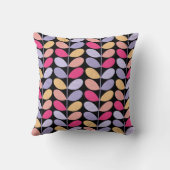 レトロ葉の大きいパターン – 黒 クッション (裏面)